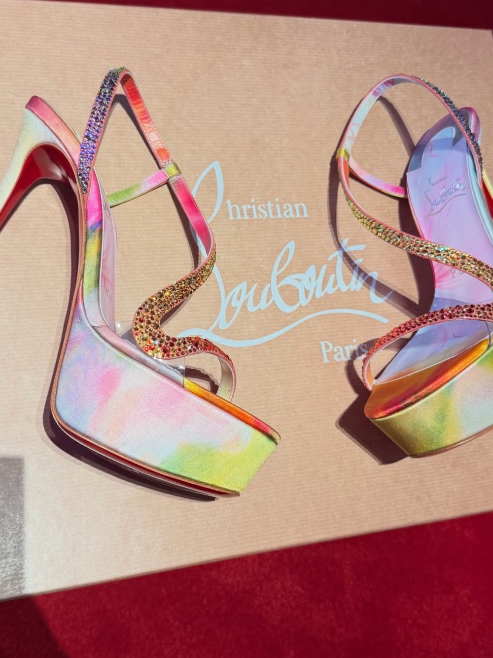 Designer Multicolor Platform Stiletto Sandals - Pink/Gold Glitter